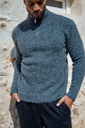 Pull Demi-Zip Texturé