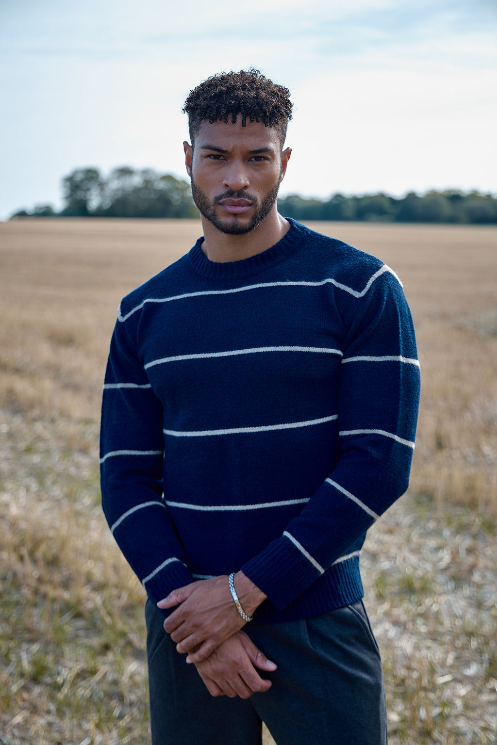 Pull Rayé Homme à Col Rond