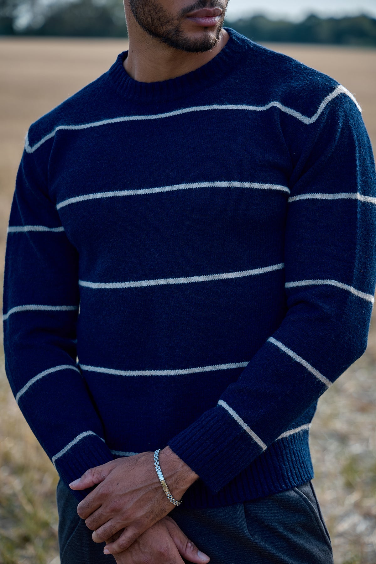 Pull Rayé Homme à Col Rond