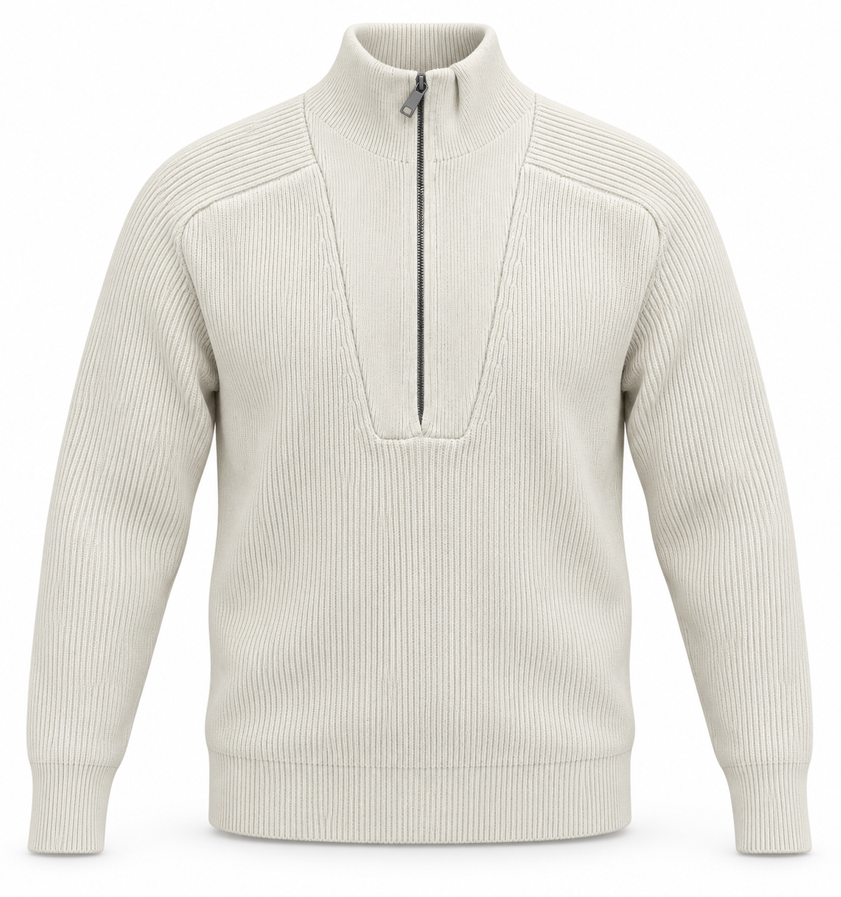 Pull Homme Col Montant Demi-Zippé