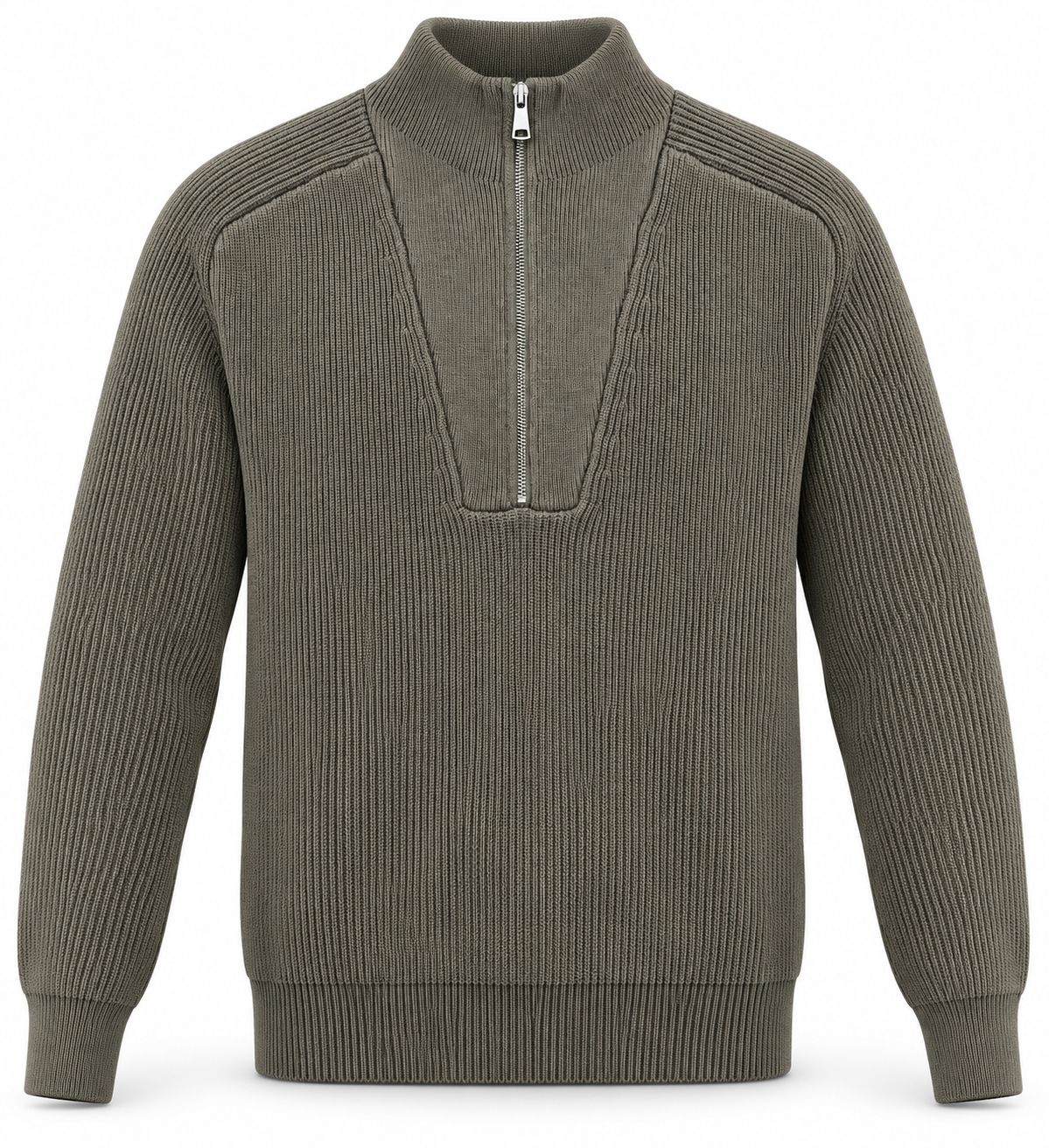 Pull Homme Col Montant Demi-Zippé
