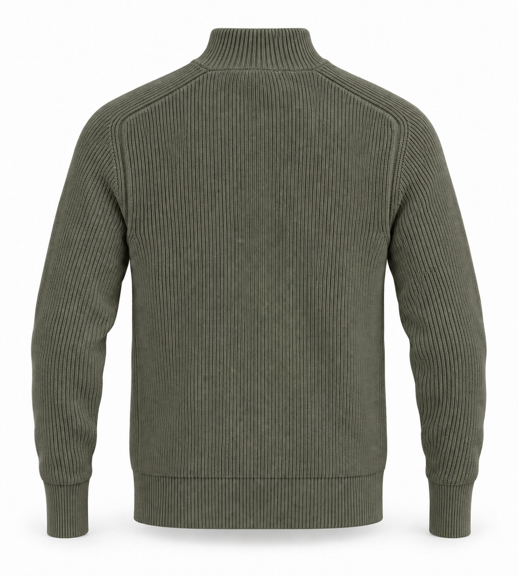 Pull Homme Col Montant Demi-Zippé