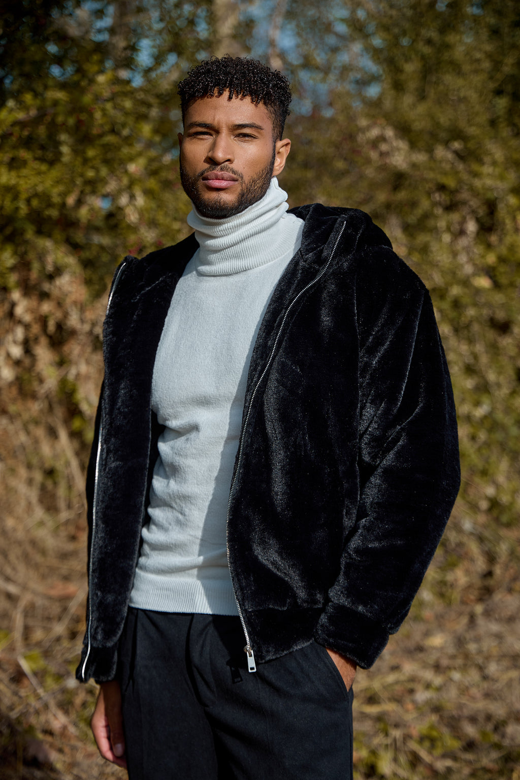 Veste à Capuche Effet Fourrure