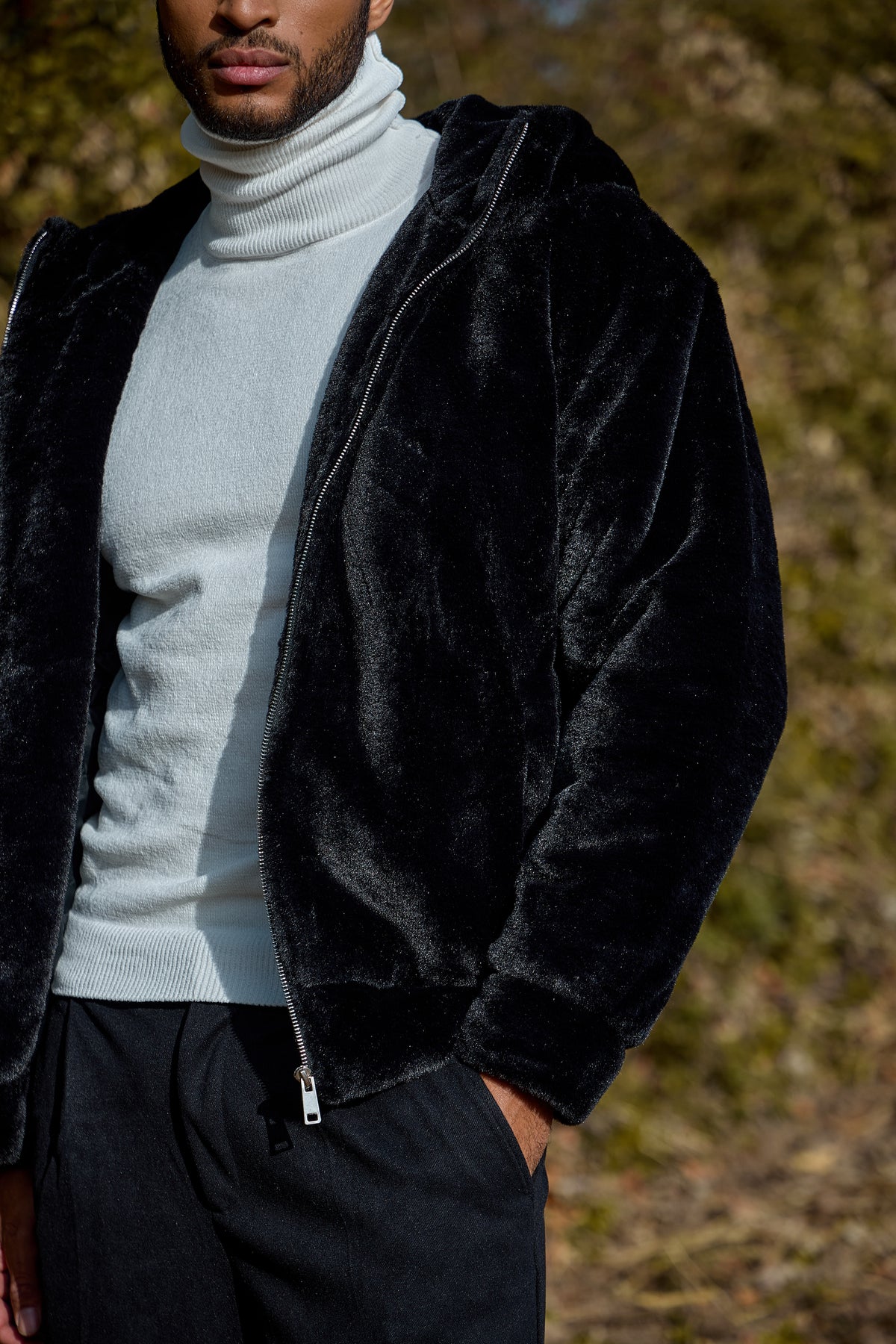 Veste à Capuche Effet Fourrure