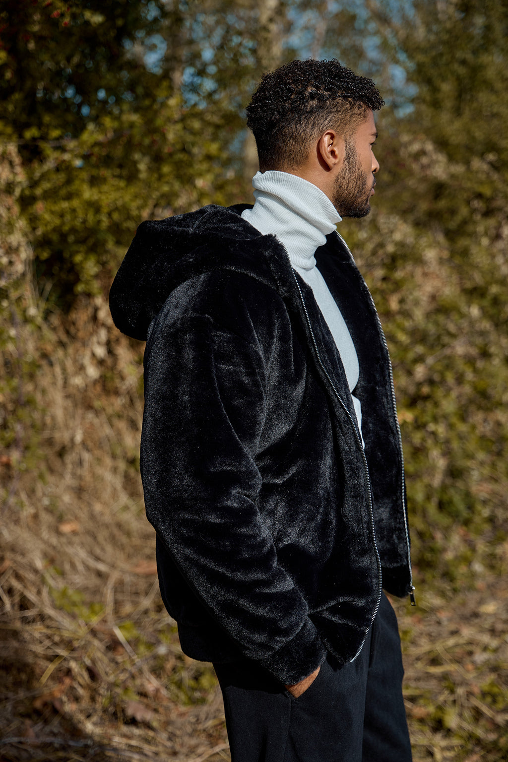 Veste à Capuche Effet Fourrure