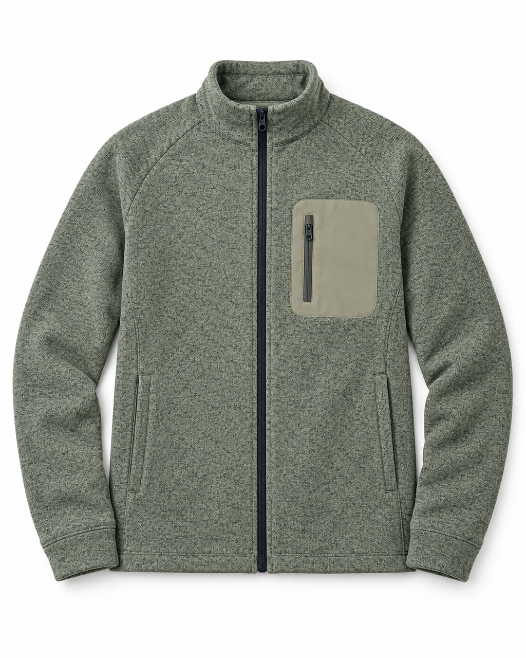 Veste Zippée à Col Montant et Poche Poitrine