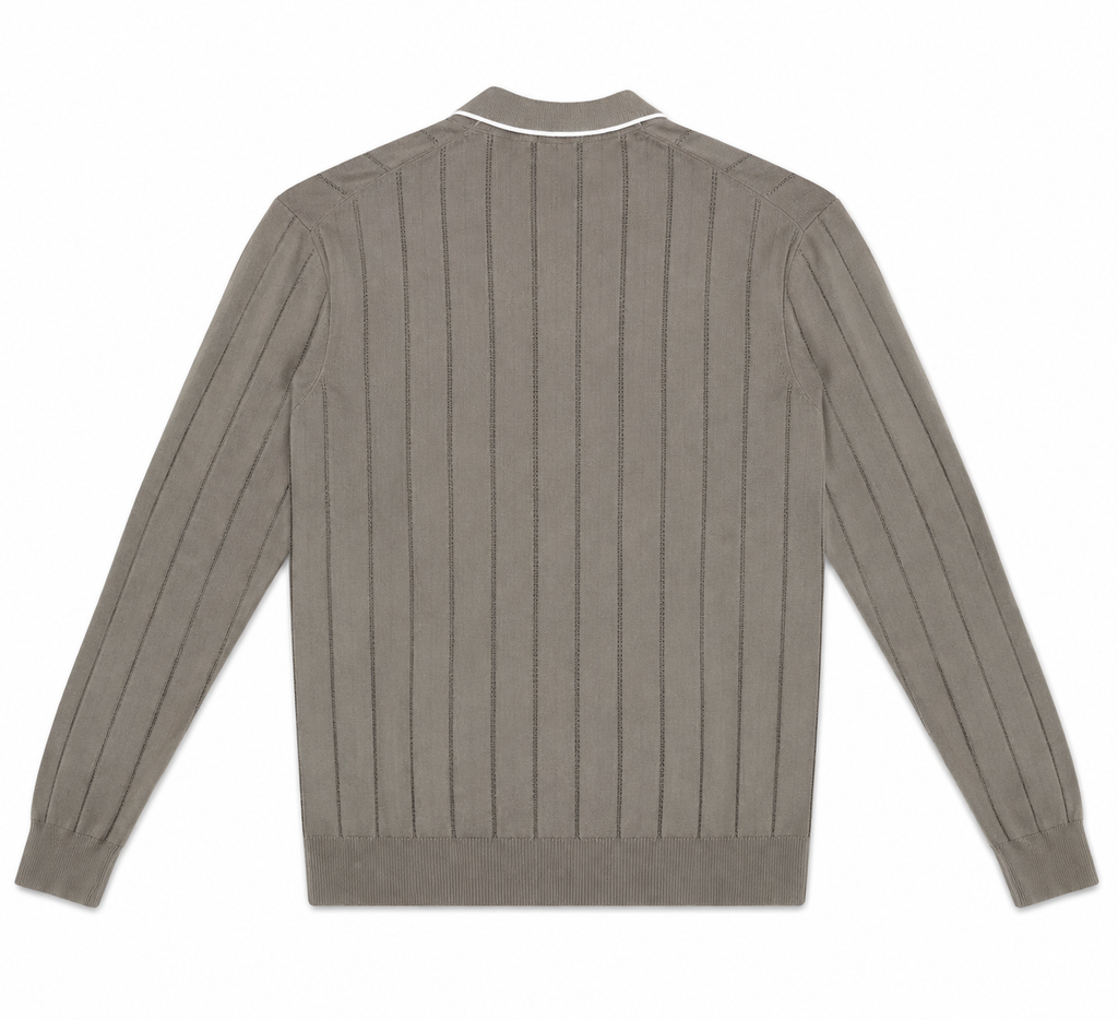 Pull Col Polo à Rayures Texturées