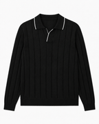 Pull Col Polo à Rayures Texturées