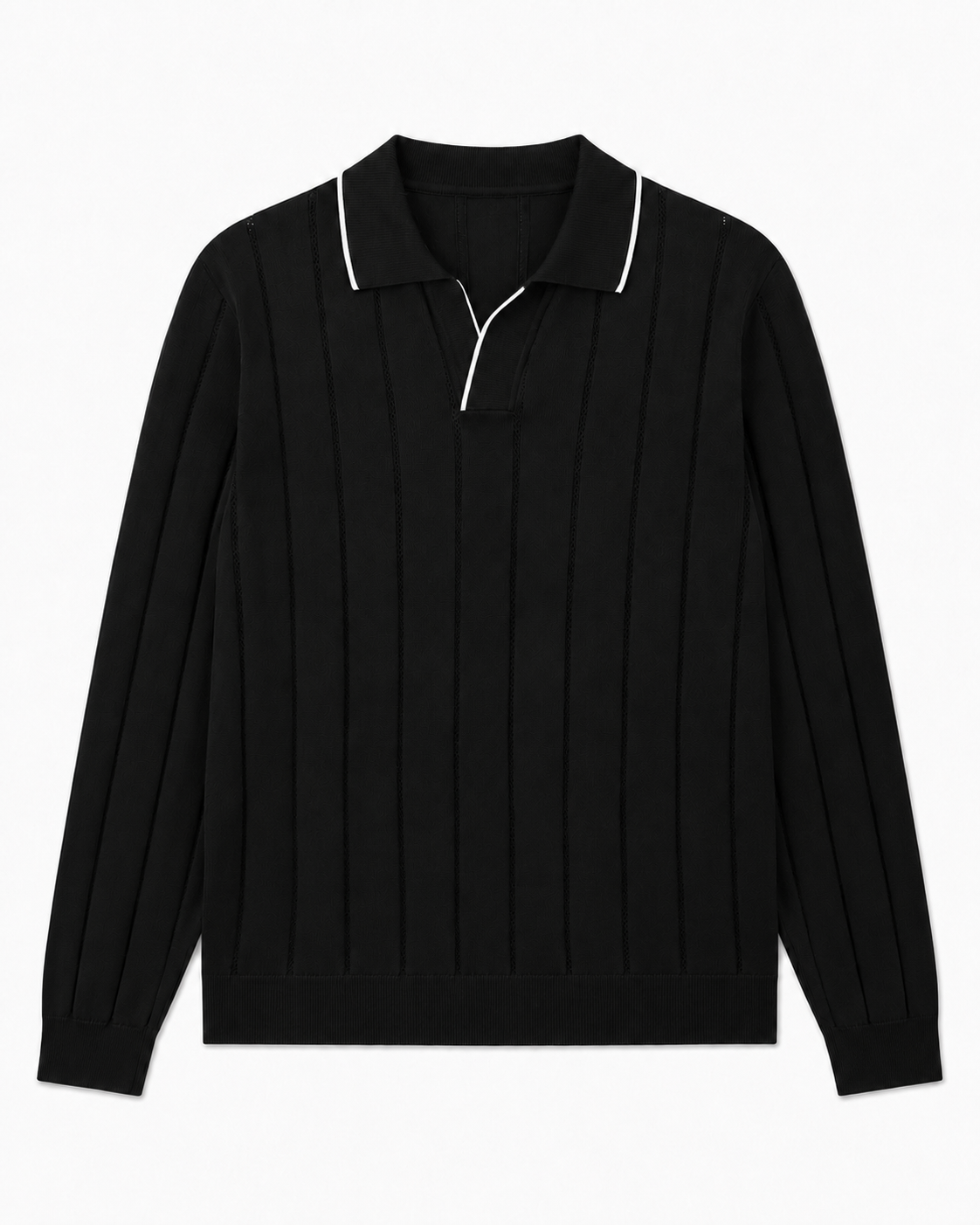 Pull Col Polo à Rayures Texturées