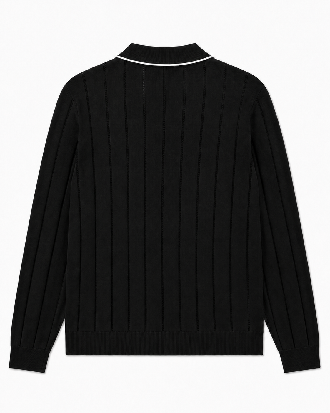 Pull Col Polo à Rayures Texturées