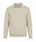 Pull Col Polo à Rayures Texturées