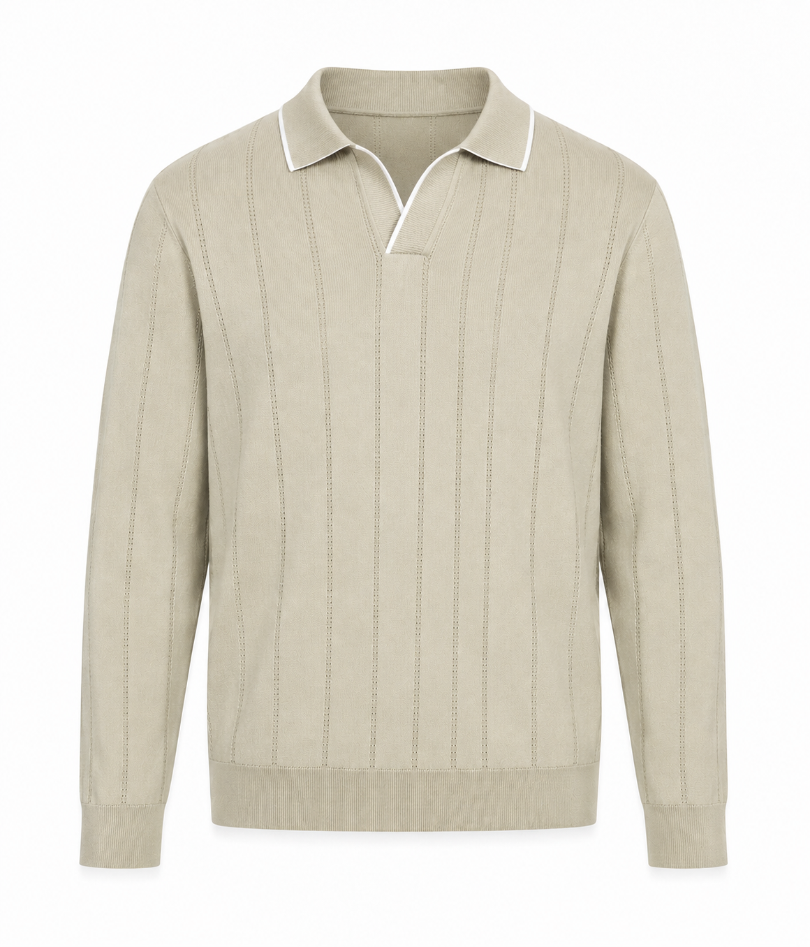 Pull Col Polo à Rayures Texturées