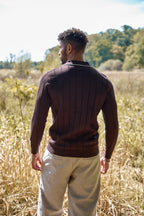 Pull Col Polo à Rayures Texturées