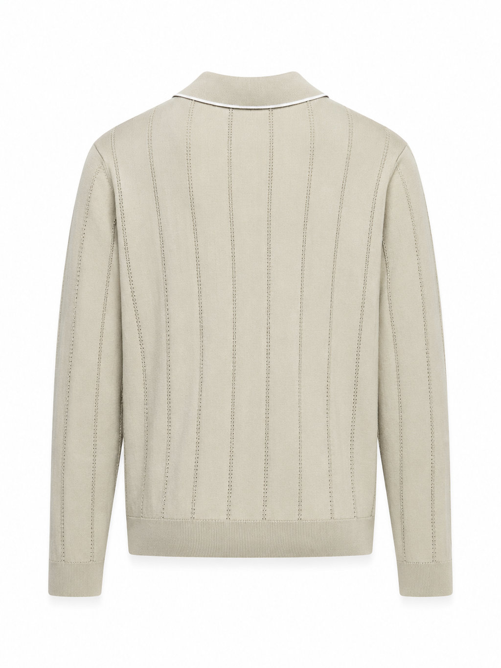 Pull Col Polo à Rayures Texturées