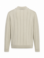 Pull Col Polo à Rayures Texturées