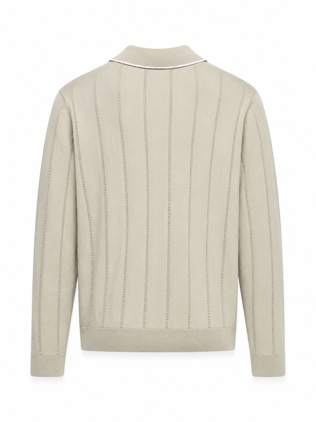Pull Col Polo à Rayures Texturées