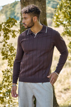 Pull Col Polo à Rayures Texturées