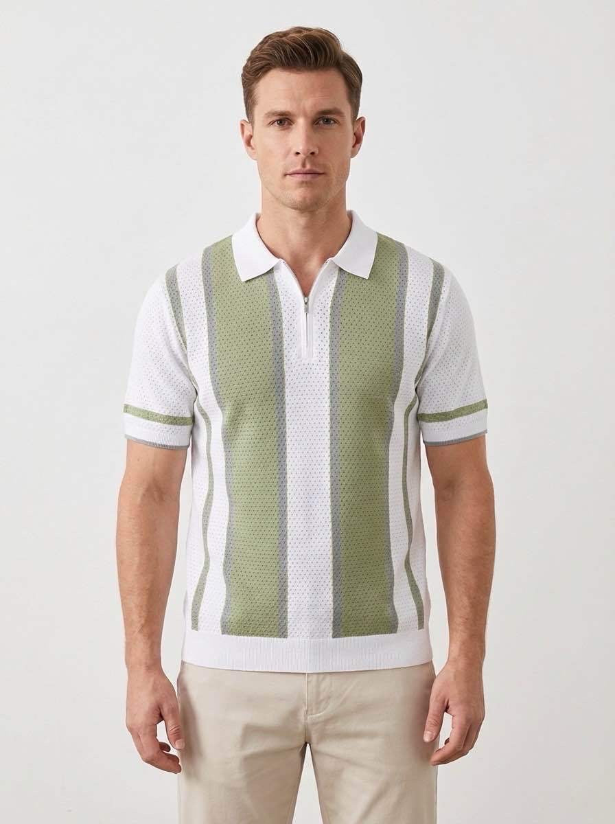 Polo homme à manches courtes avec fermeture zippée