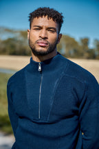 Pull Homme Col Montant Demi-Zippé