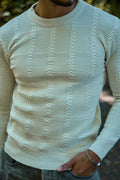 Pull en Maille Texturée à Col Rond