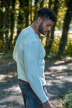 Pull en Maille Texturée à Col Rond
