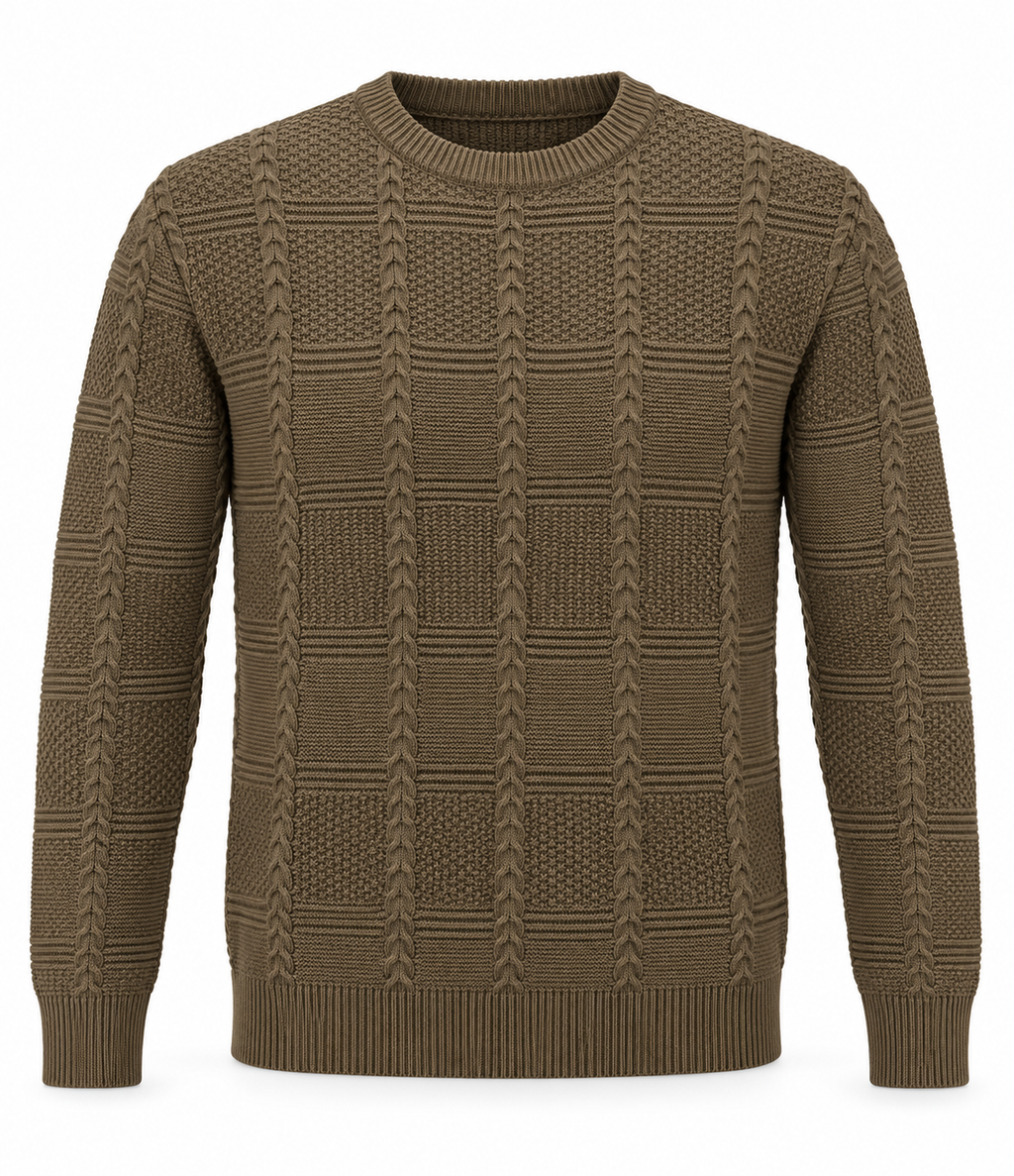 Pull en Maille Texturée à Col Rond