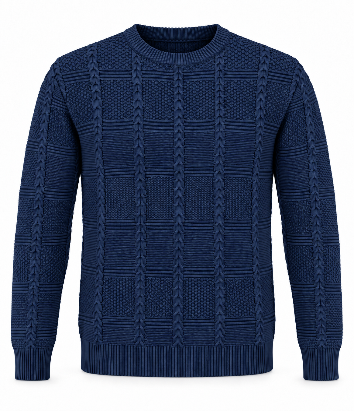 Pull en Maille Texturée à Col Rond