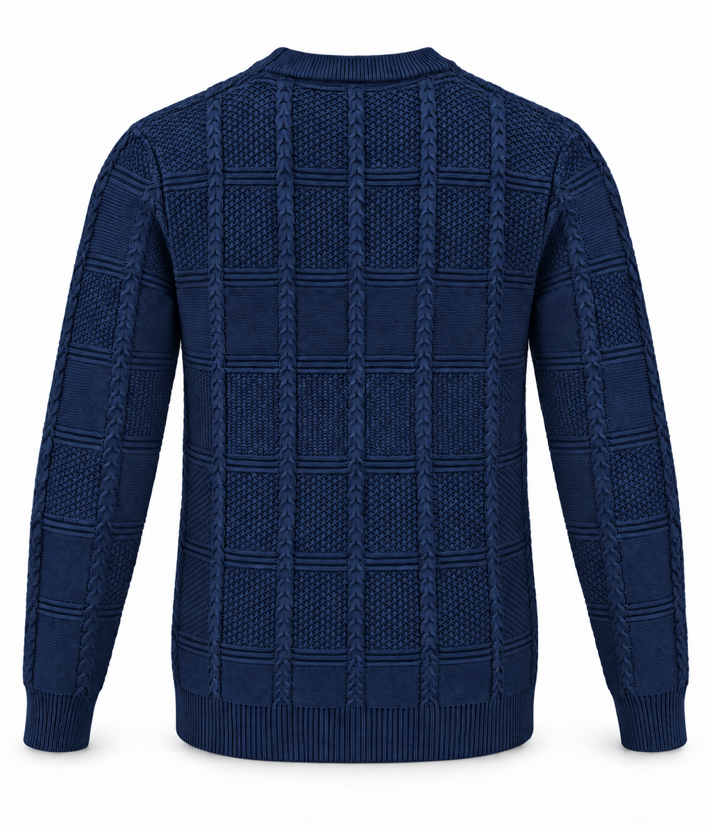 Pull en Maille Texturée à Col Rond
