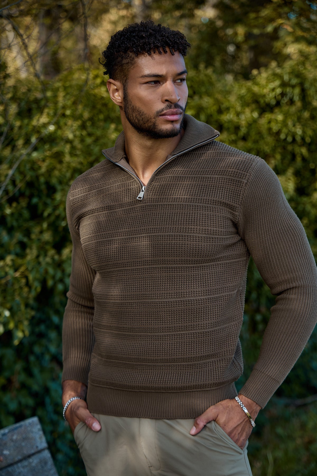 Pull Col Zippé Texturé