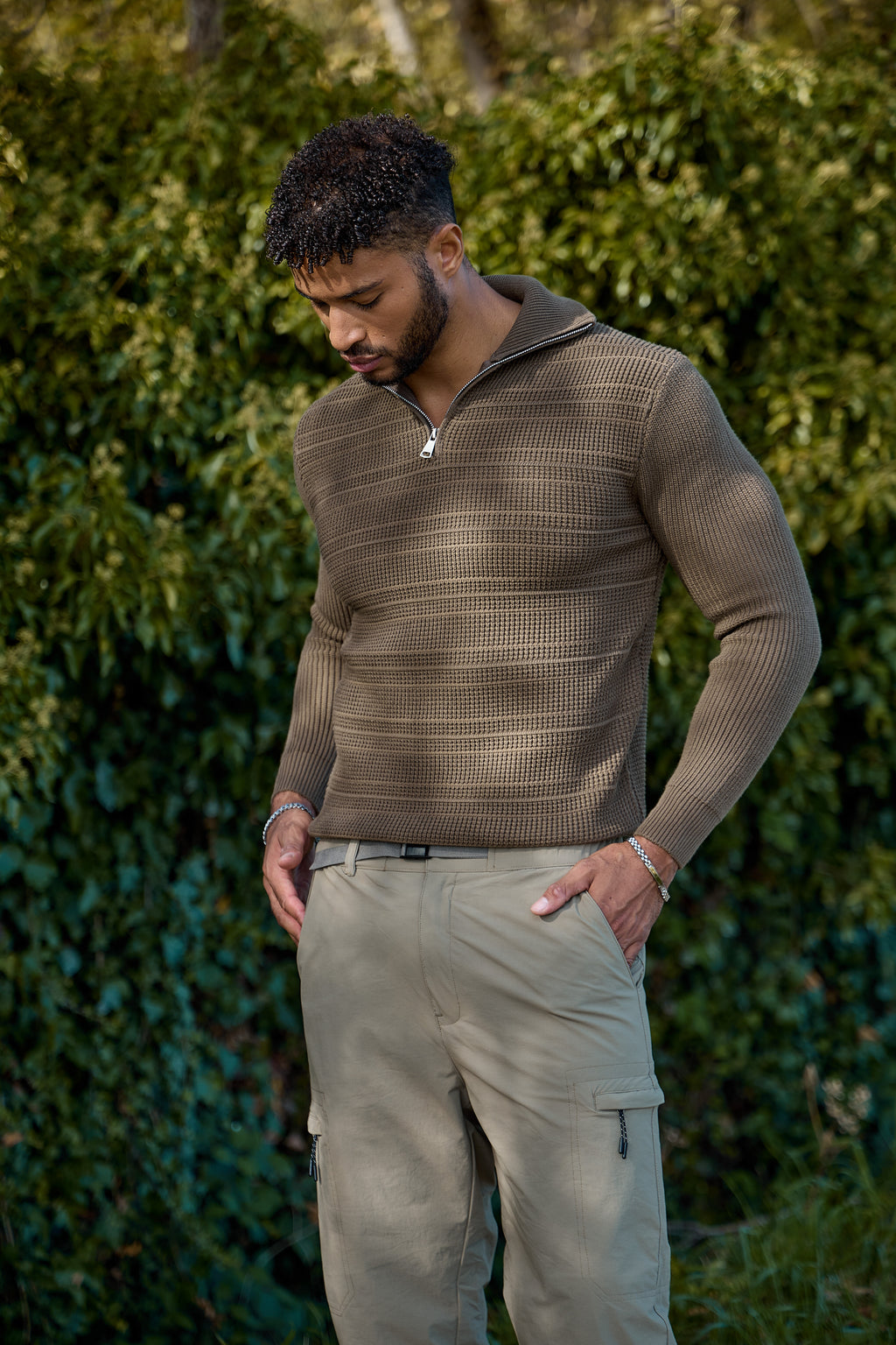 Pull Col Zippé Texturé