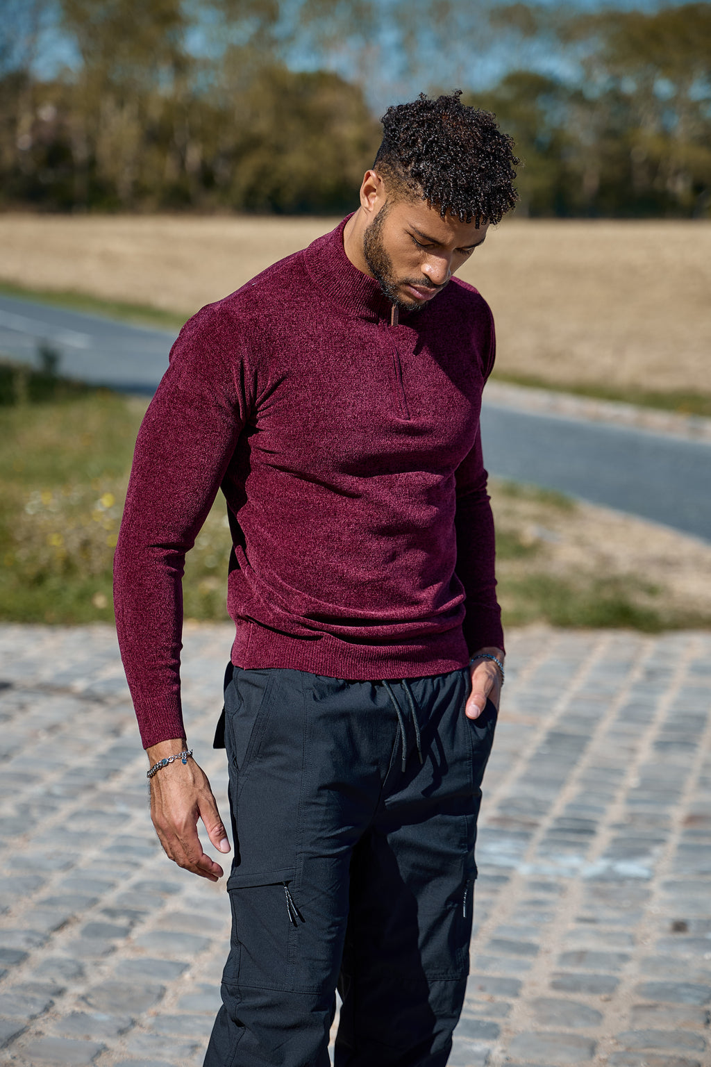 Pull Col Zippé en Maille Chenille