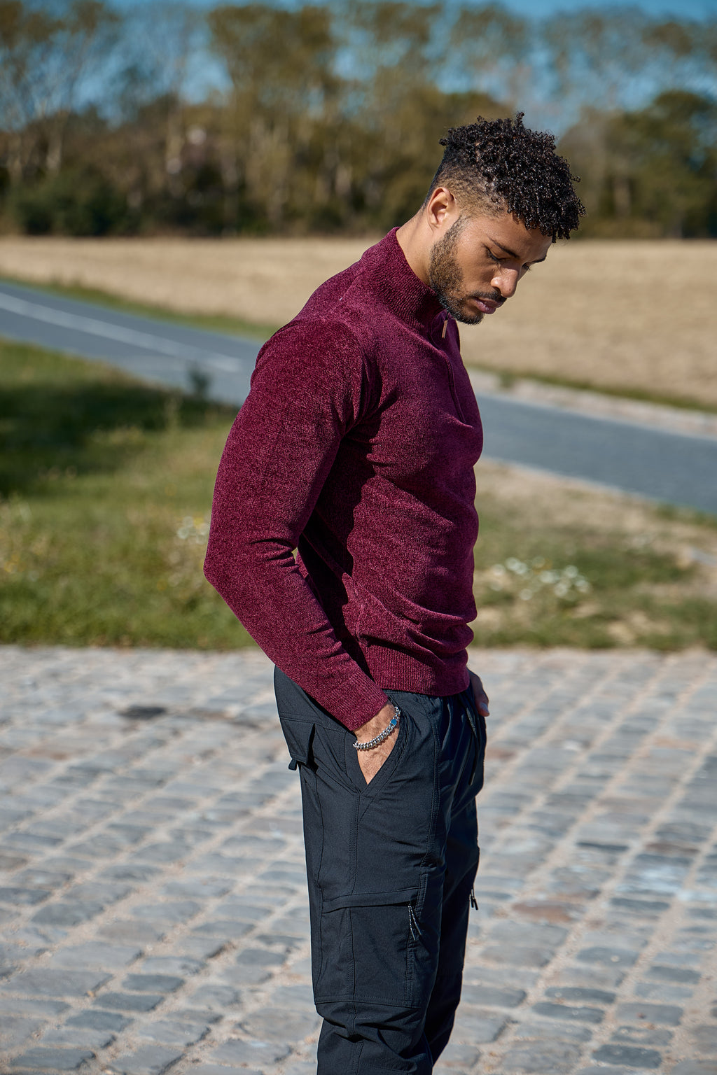 Pull Col Zippé en Maille Chenille