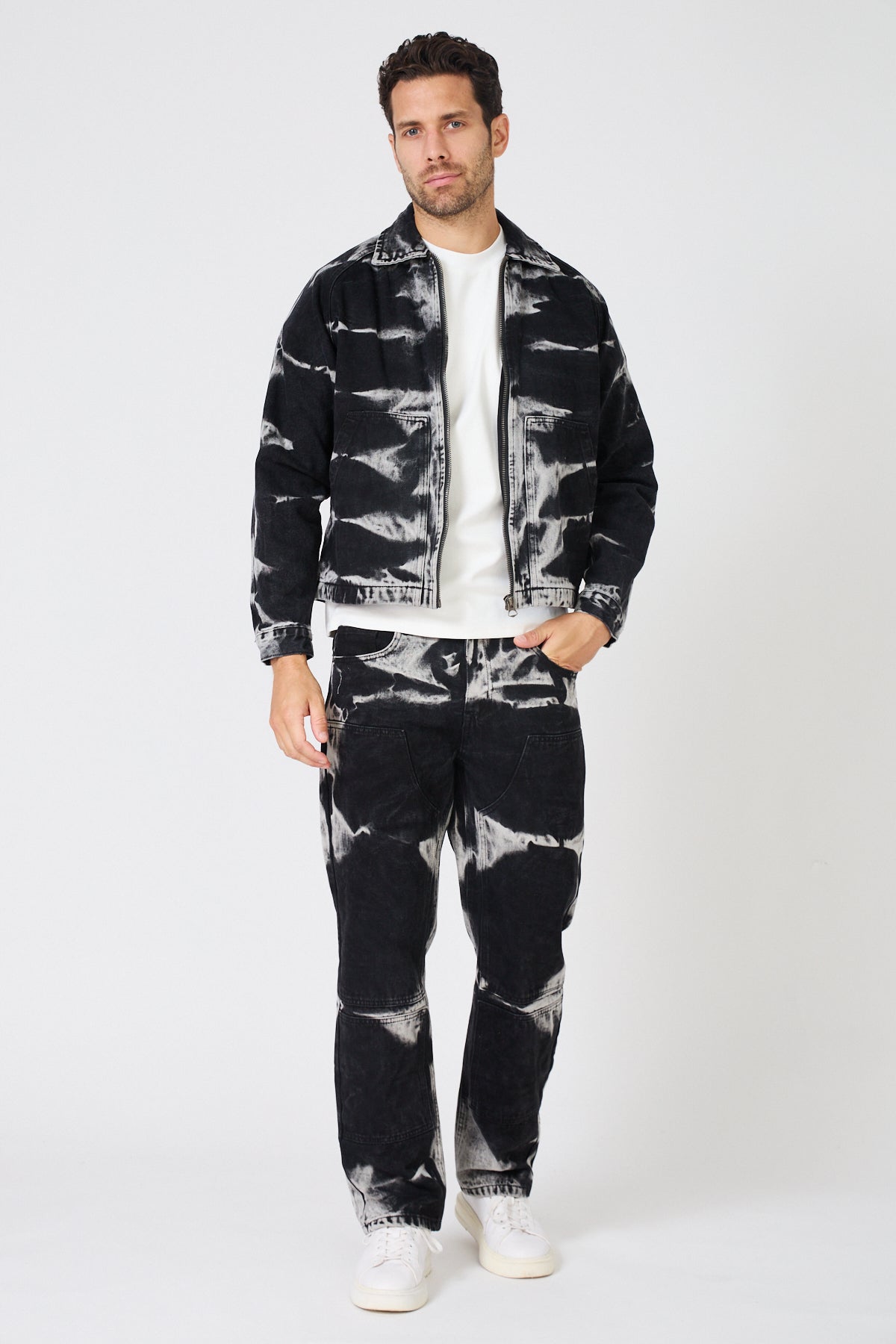 Veste et Pantalon Denim Effet Délavé - Ensemble