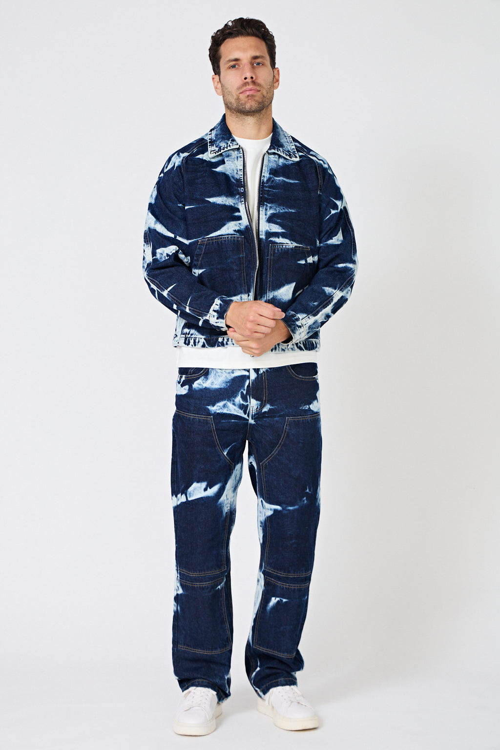 Veste et Pantalon Denim Effet Délavé - Ensemble