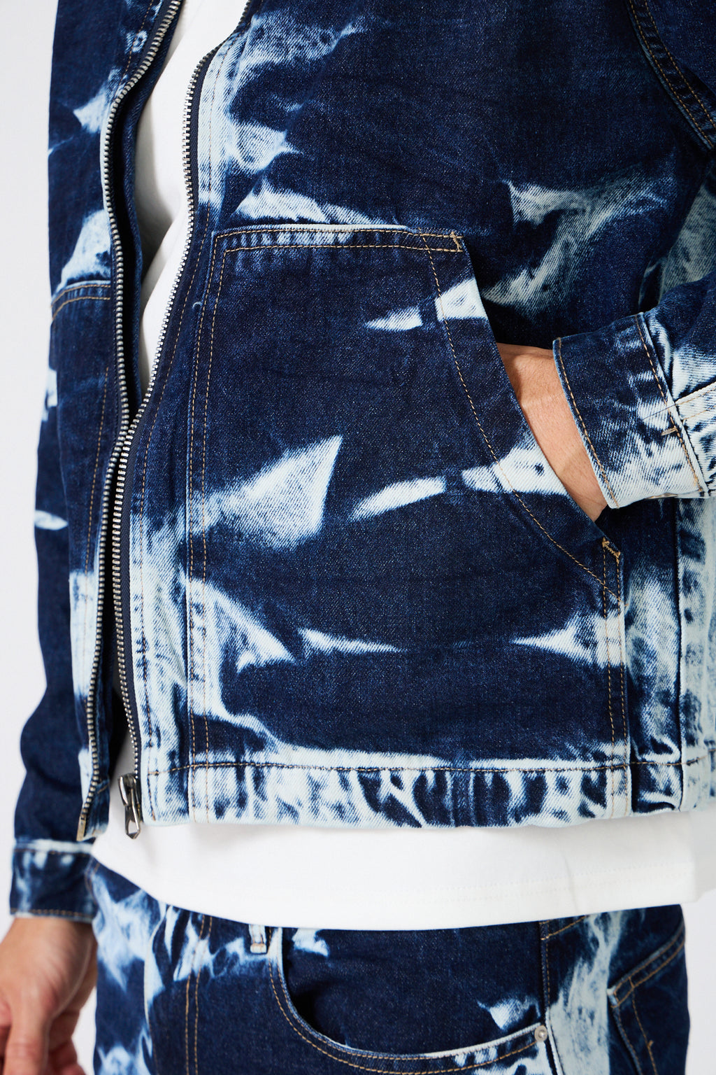 Veste et Pantalon Denim Effet Délavé - Ensemble