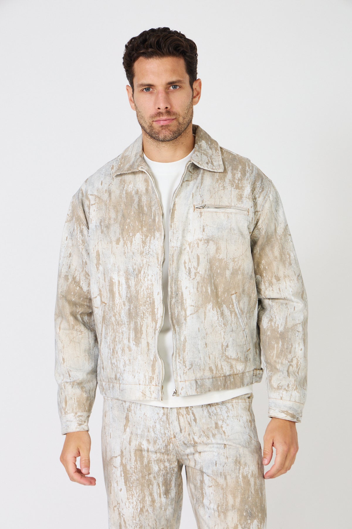 Veste et Pantalon Denim Effet Peinture - Ensemble