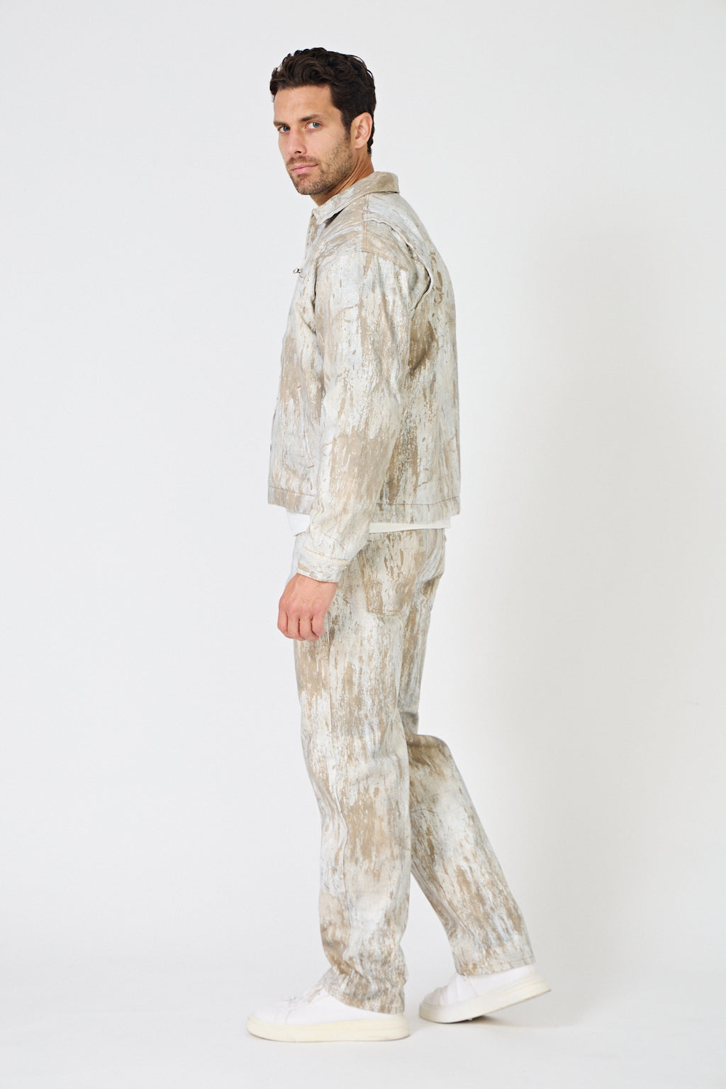 Veste et Pantalon Denim Effet Peinture - Ensemble