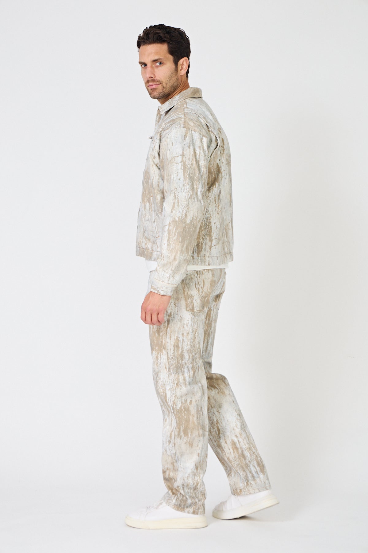 Veste et Pantalon Denim Effet Peinture - Ensemble