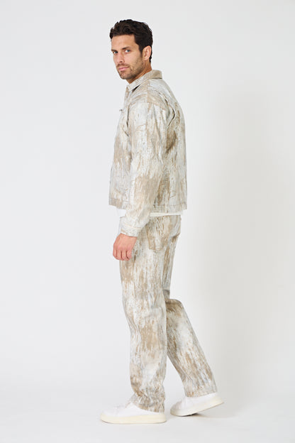 Paint Effect Denim Set – Street Chic Look for Winter