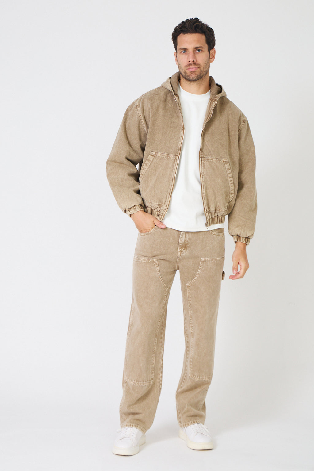 Workwear Jacket / Oversized Cargo Pants Set – Washed Cotton Canvas