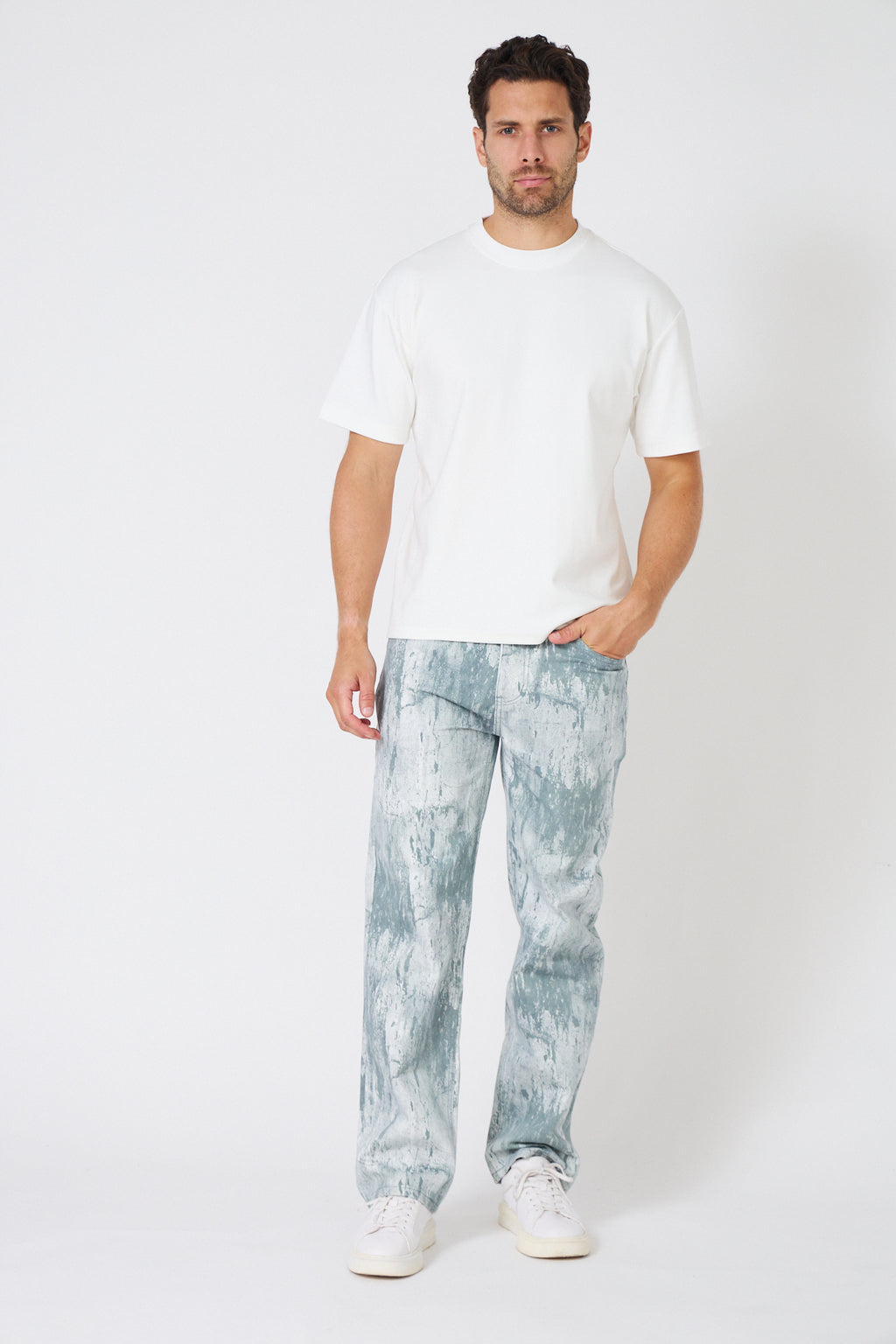 Veste et Pantalon Denim Effet Peinture - Ensemble
