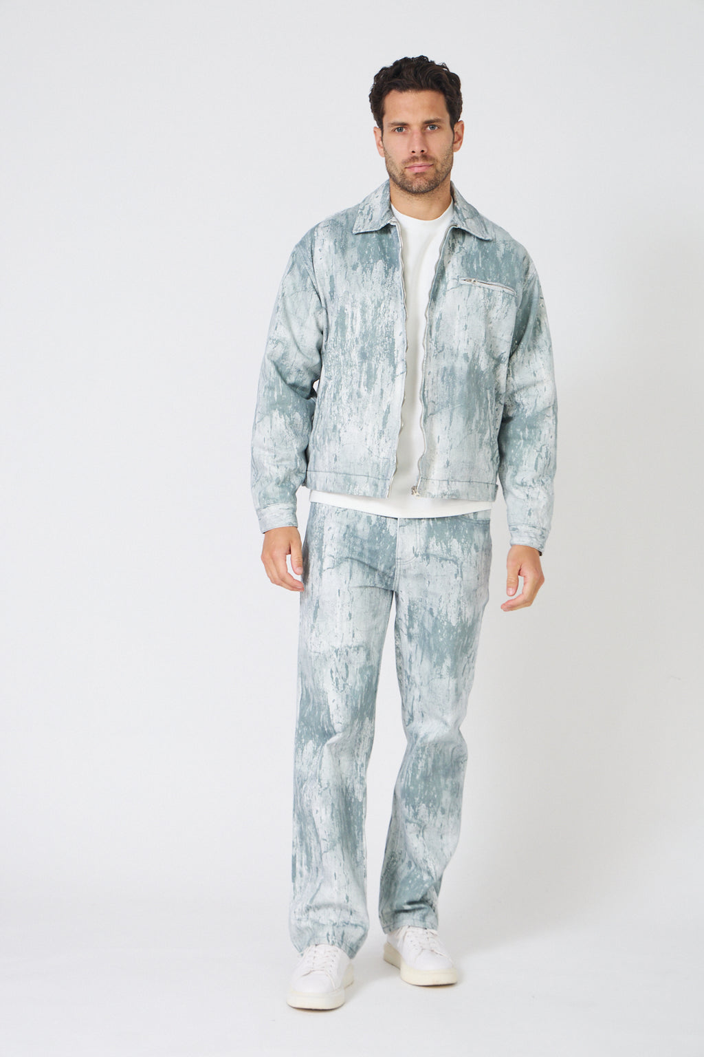 Veste et Pantalon Denim Effet Peinture - Ensemble
