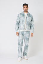 Paint Effect Denim Set – Street Chic Look for Winter