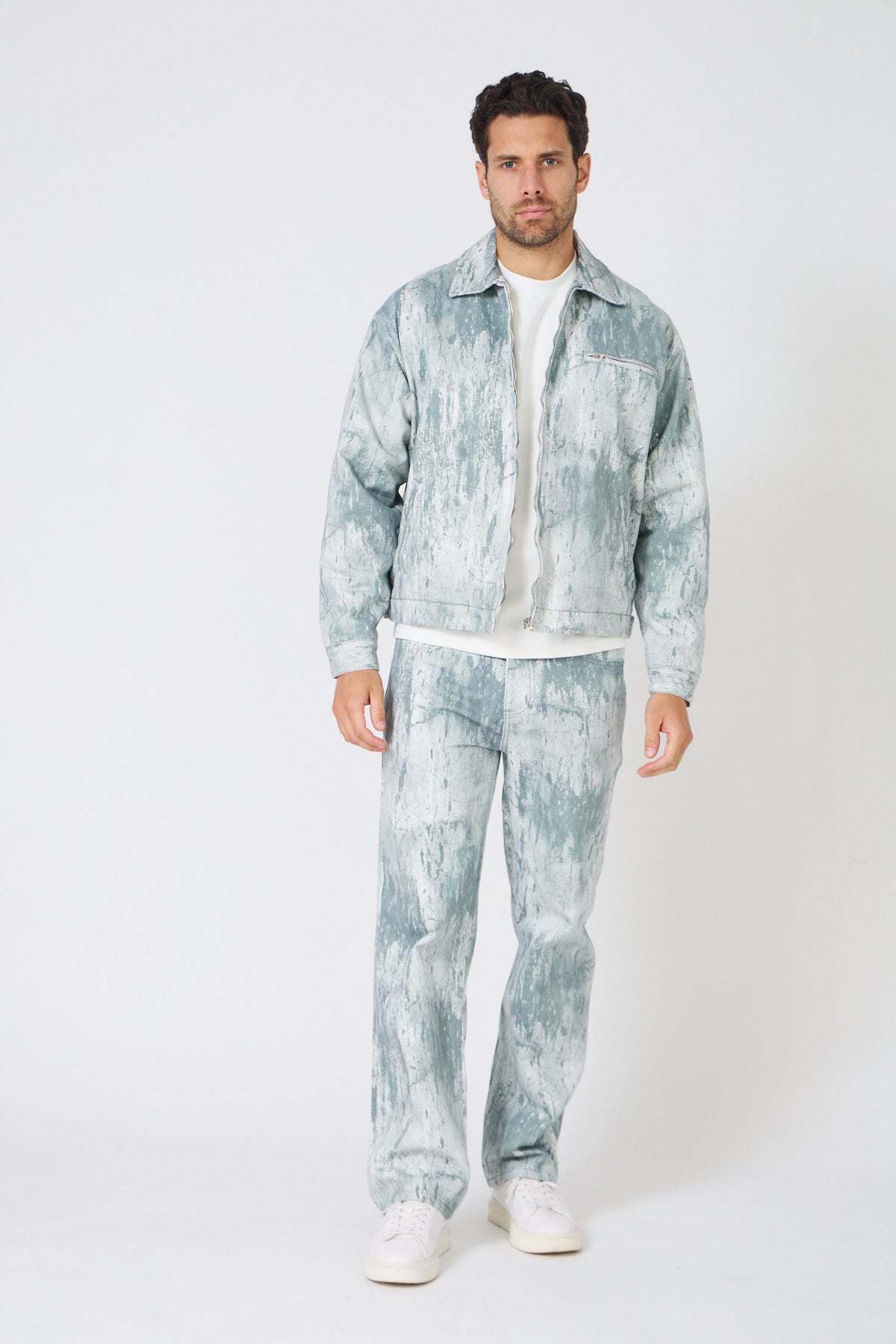 Veste et Pantalon Denim Effet Peinture - Ensemble
