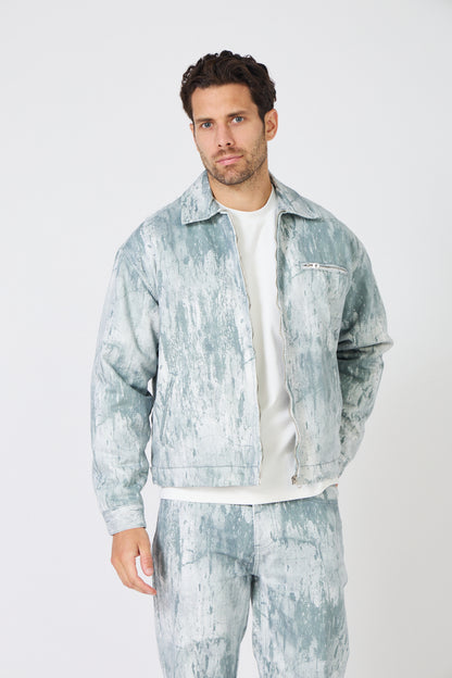Paint Effect Denim Set – Street Chic Look for Winter