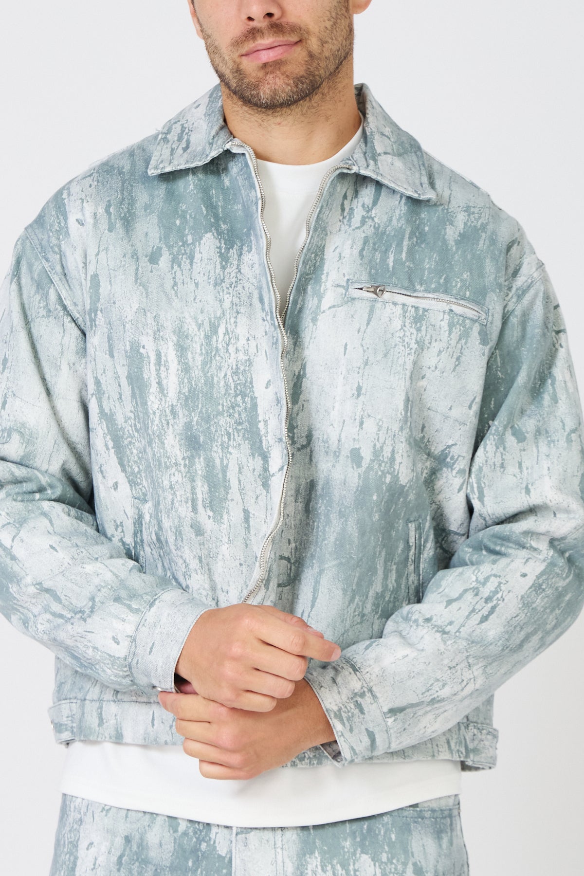 Veste et Pantalon Denim Effet Peinture - Ensemble