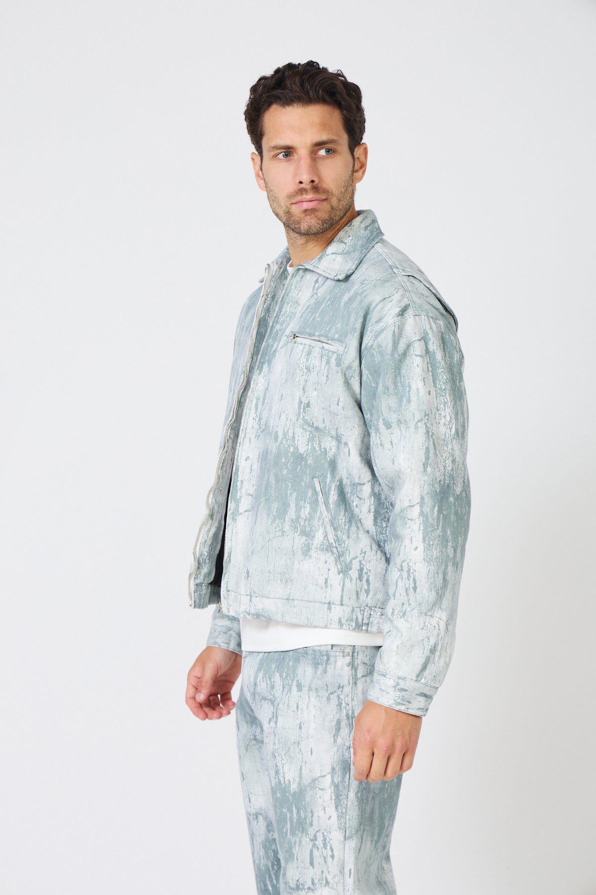 Veste et Pantalon Denim Effet Peinture - Ensemble