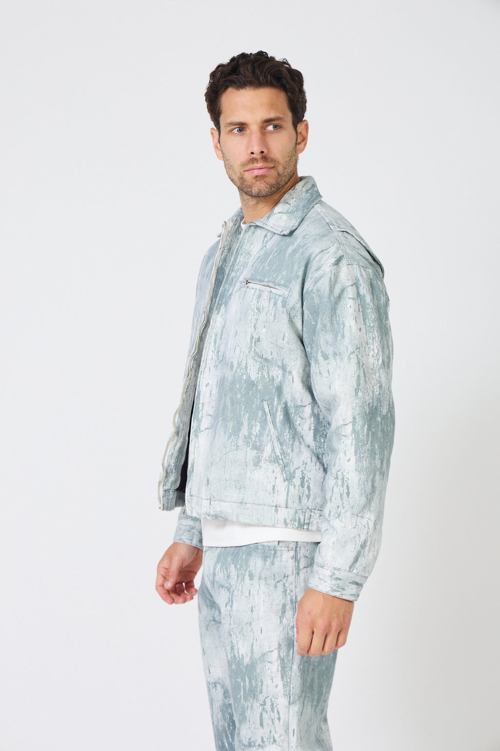 Veste et Pantalon Denim Effet Peinture - Ensemble