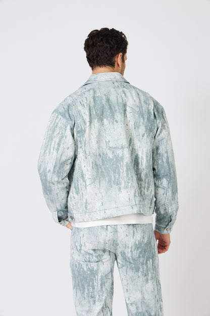 Paint Effect Denim Set – Street Chic Look for Winter