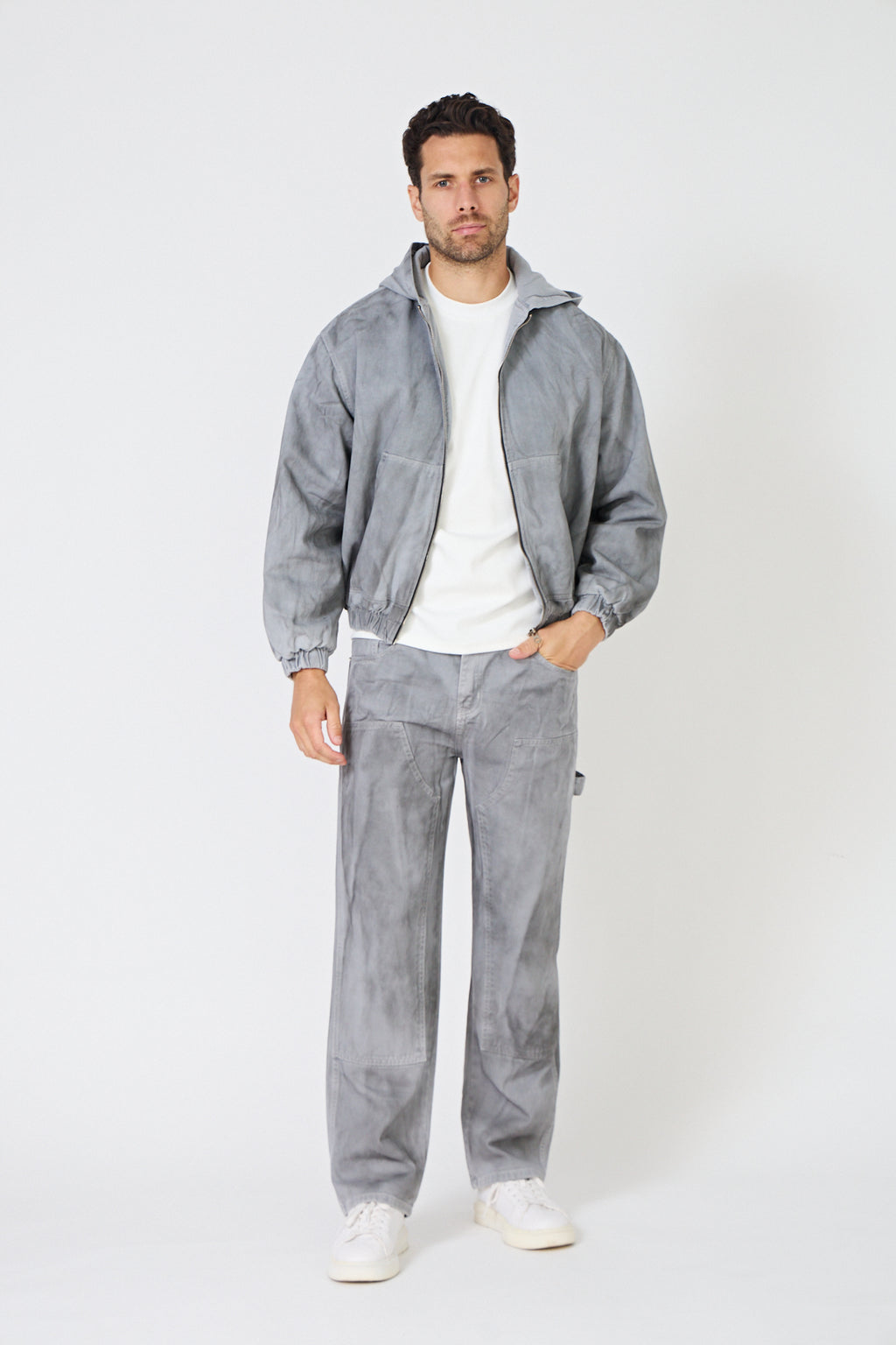 Workwear Jacket / Oversized Cargo Pants Set – Washed Cotton Canvas